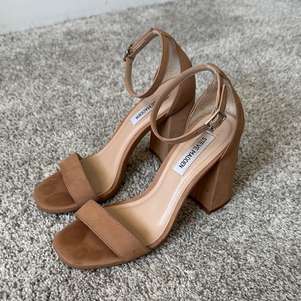 Steve Madden Tan Ankle Strap Heels